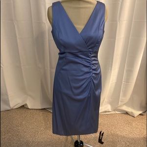 Gorgeous steel blue evening dress.